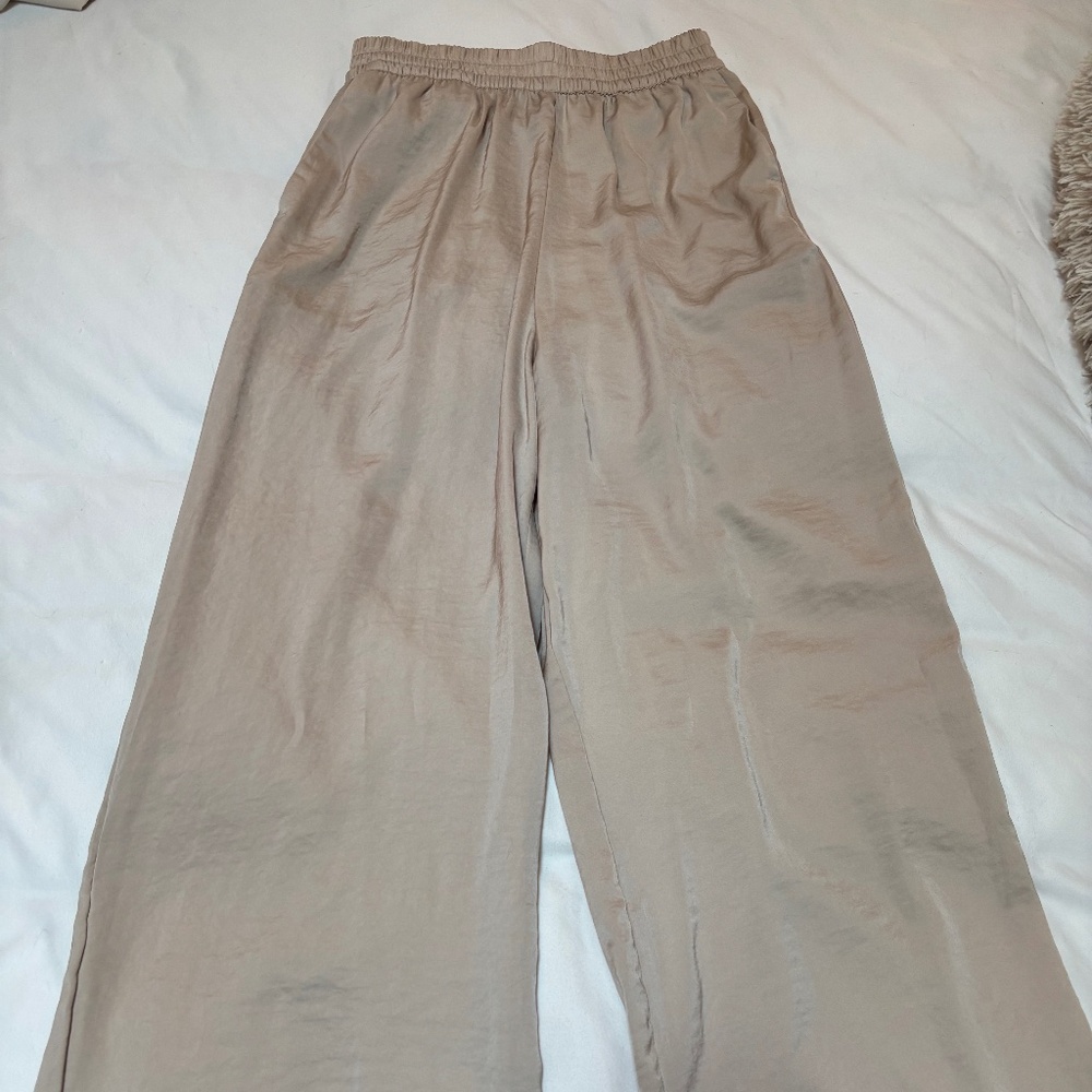 Trendy Wide-Leg Satin Trousers